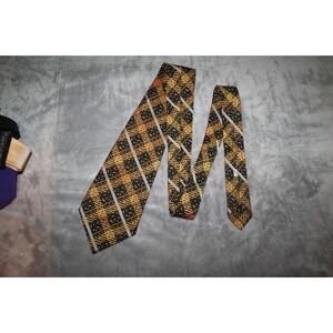 Vintage Sulka Power Tie Black & Gold Wide 59" Bold Business Executive Style